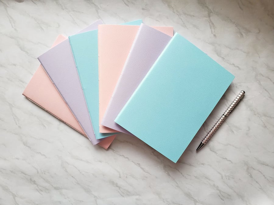 Pastel Notebook, 7x5 ins Sketchbook - Choice of colours. 