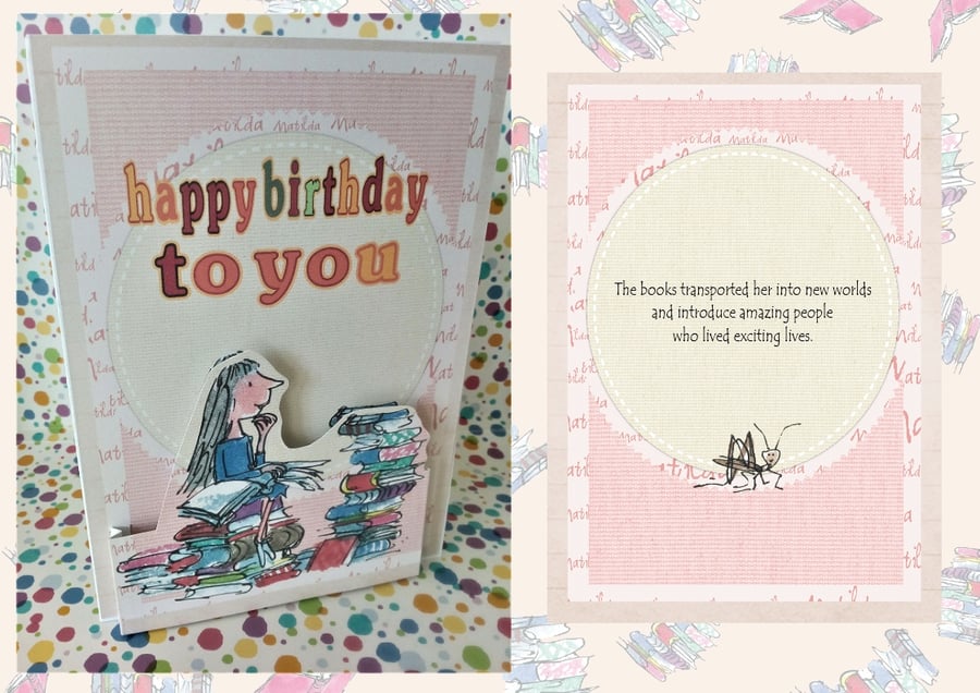 Matilda Birthday card. Personalised with any name, age or celebration for FREE,