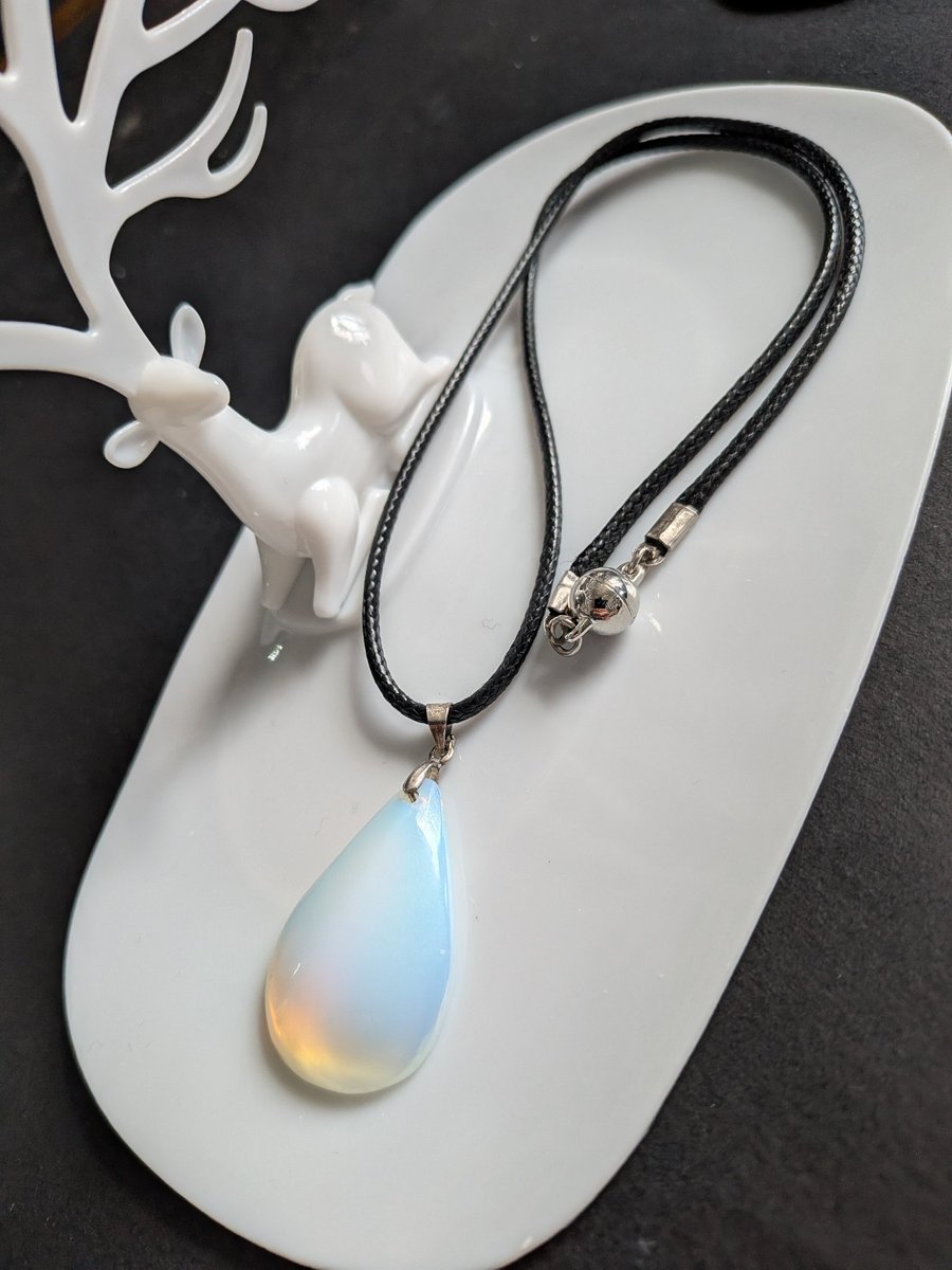 Handcrafted Stone Pendant with 44cm Rope Necklace - Folksy