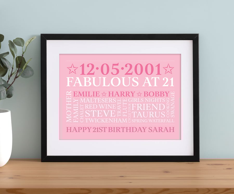 Personalised 21st Birthday Word Art - BD212