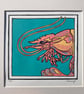 Big Shrimp - Seaside Painted Lino Print - Sealife - Seafood - Painting