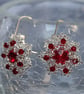 Red and Silver Beaded Crystal Earrings - Image 3