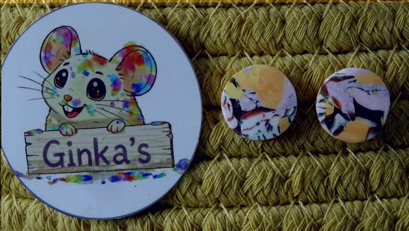 Sunset Swirl Polymer Clay Stud Earrings – Handmade