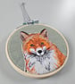 Fox mini hoop, handmade hanging decoration, embroidered - Image 9