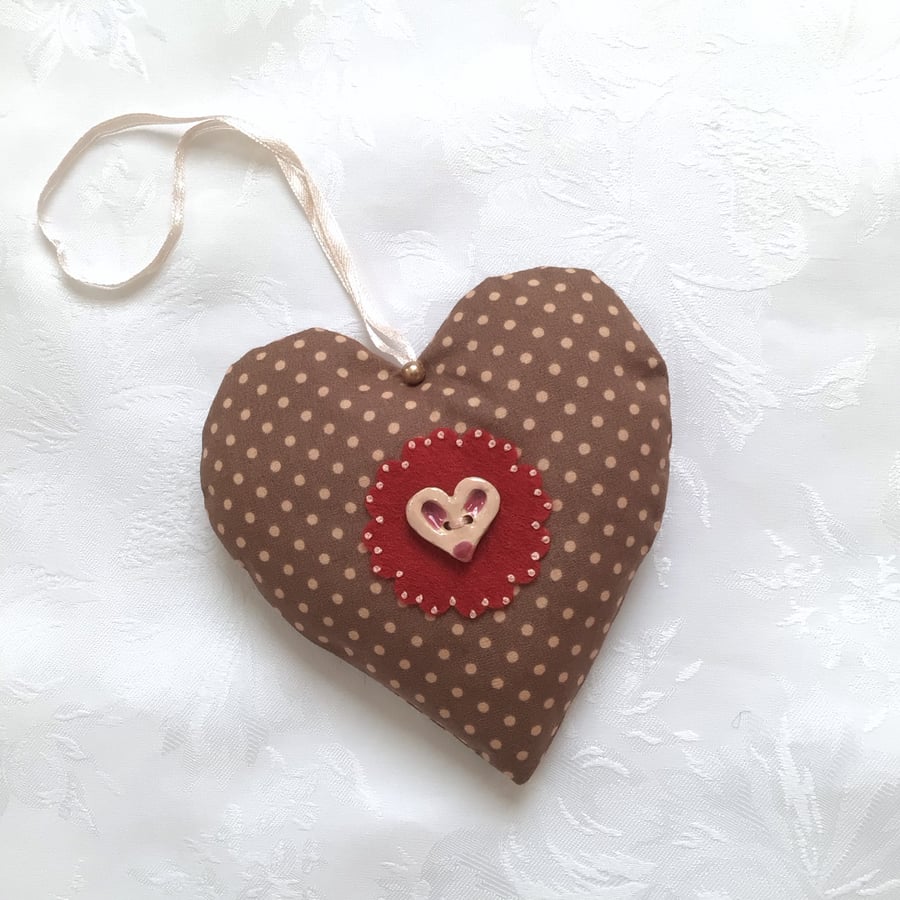 Hanging decoration, heart, brown, fabric, autumn decor, mouse, door, hanger