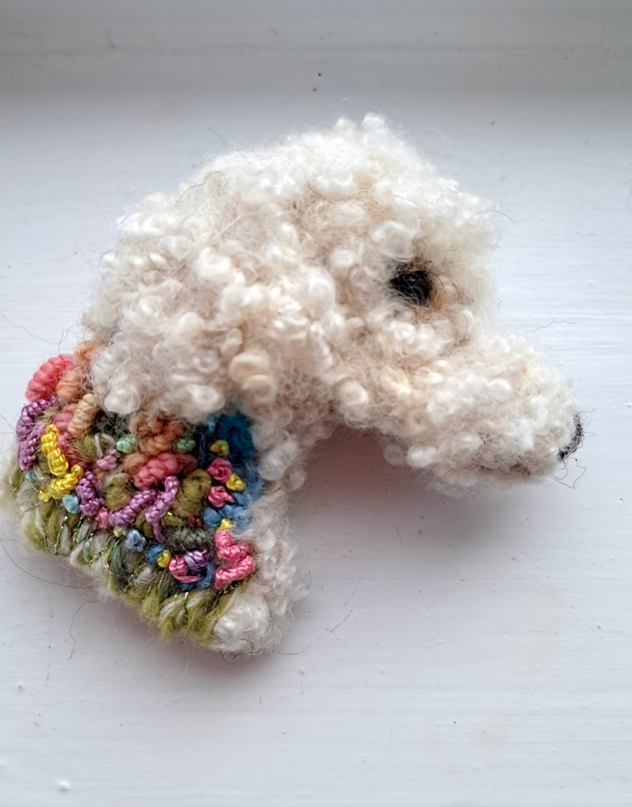 Needle Felted Labradoodle Brooch