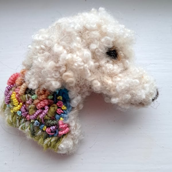 Needle Felted Labradoodle Brooch