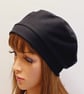 Black cotton beret, little French beret for women, unlined hat