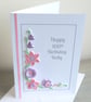 Handmade 100th Birthday Card, Quilled Pink & Lilac Floral Card