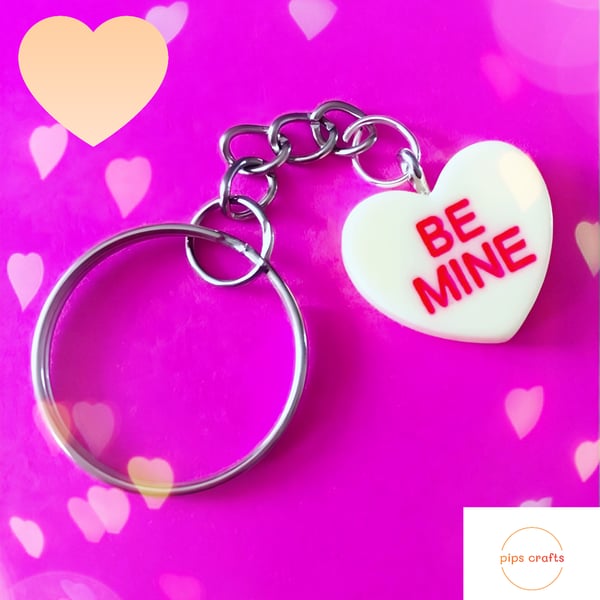 Retro Love Heart Sweet Keyring, Lemon - Fun Fake Food Keychain, Gift