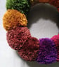 Wool Pompom Wreath, Autumn Colours, Plush Autumnal Seasonal Decor, 23cm. - Image 4
