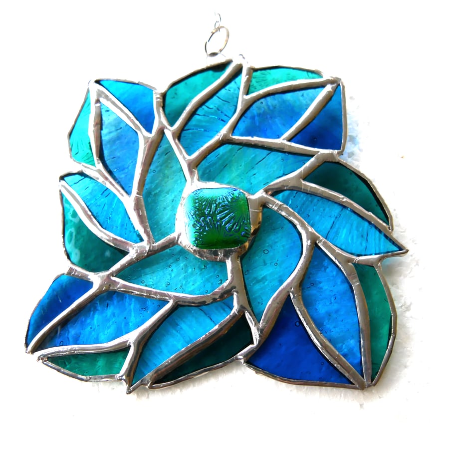 Floral Stained Glass Suncatcher Azure Blossom