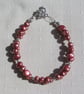 Red Freshwater Pearl Beaded Bracelet "Grape Shimmer" - Image 6