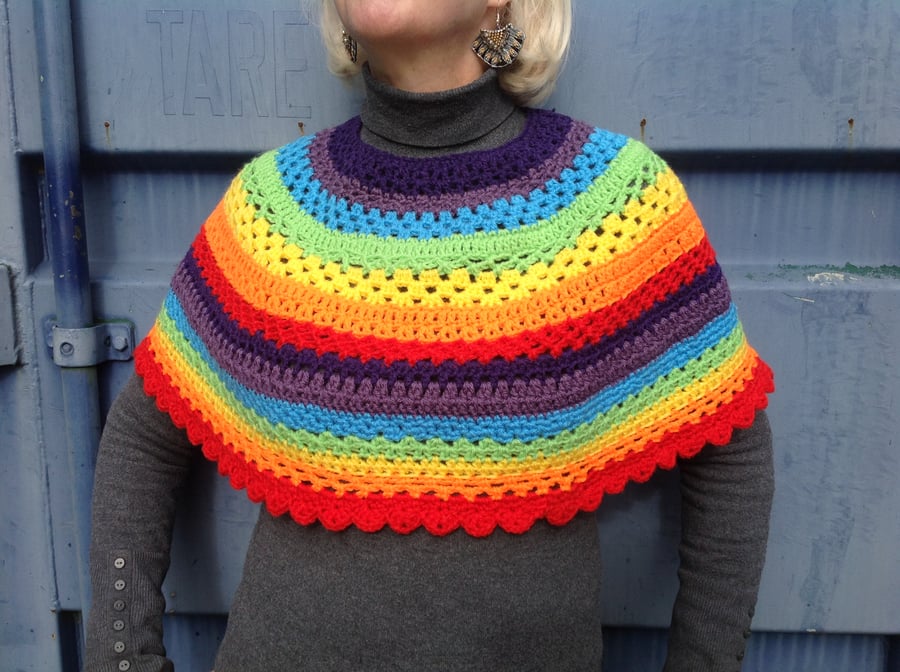 Rainbow crochet Capelet
