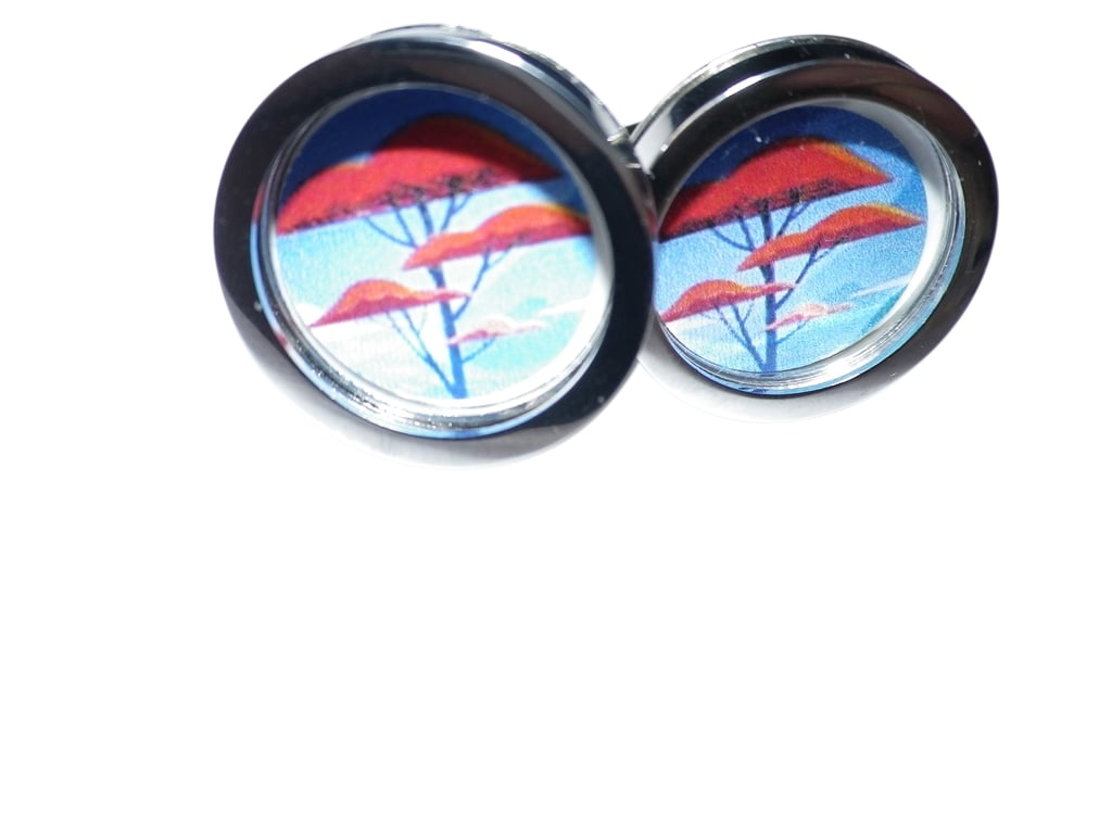 Umbrella Tree cufflinks free shipping, gift wrapped, great image, Ref 9716
