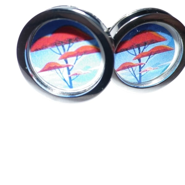 Umbrella Tree cufflinks free shipping, gift wrapped, great image, Ref 9716