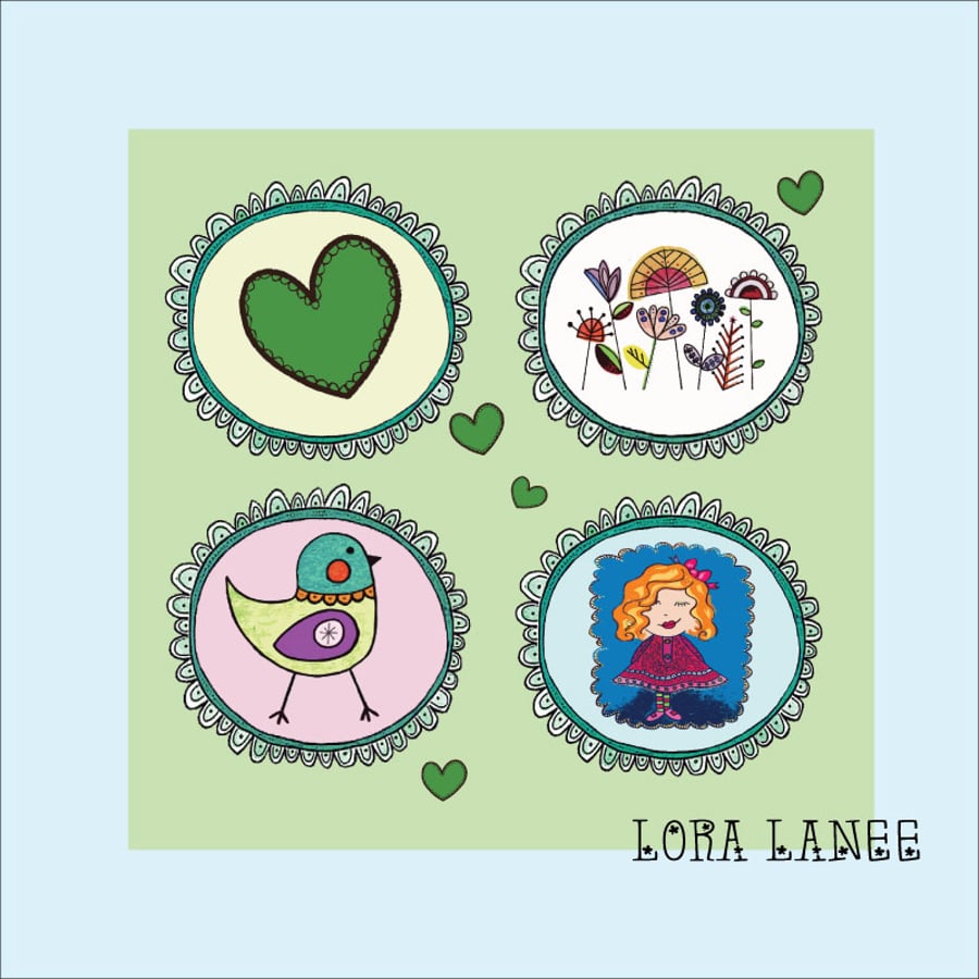 1950's design cotton kitsch hankie