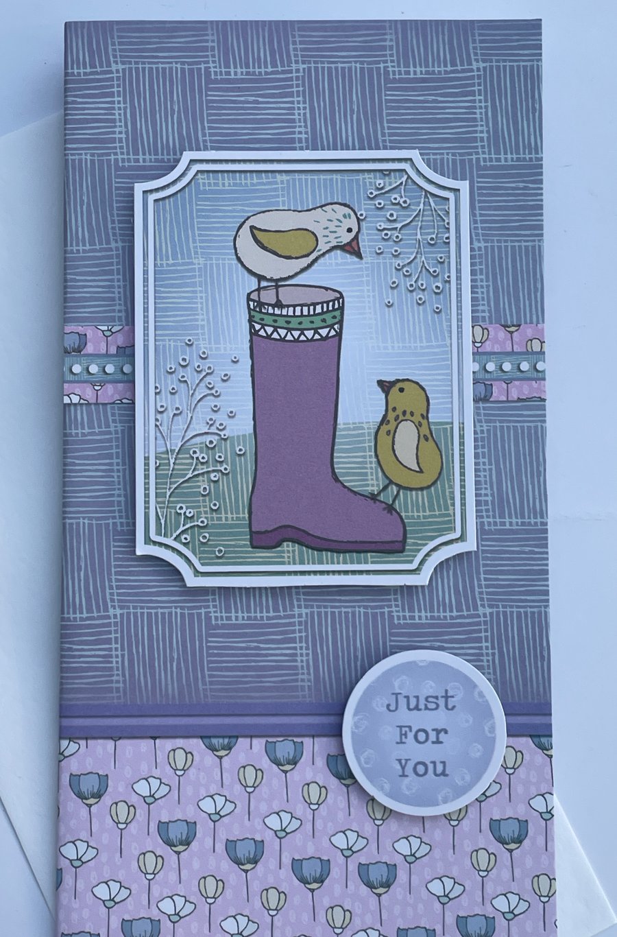 Just for you cute chicks on a wellie greetings card