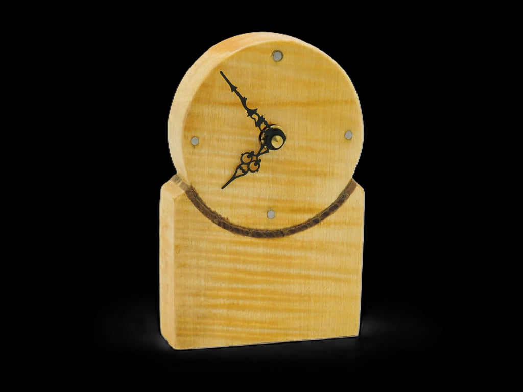 Moon inspired clock Rippled Sycamore & Wenge:SKU-Clox6