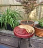 English Oak Live Edge Round Red Resin Table