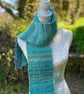 Ocean Hand Woven Scarf in Handspun Yarn - Image 2