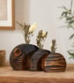 Wooden Vase Set of 3, Dried Flower Vase, Upcycled Wood Decor, Dark Oak Wood