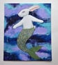 Merbunny Painting Mermaid Bunny Rabbit Fusion Original Fantasy Picture  - Image 4