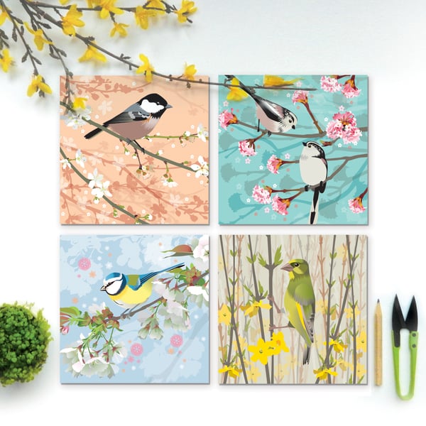 British Birds Spring Collection - pack of four cards