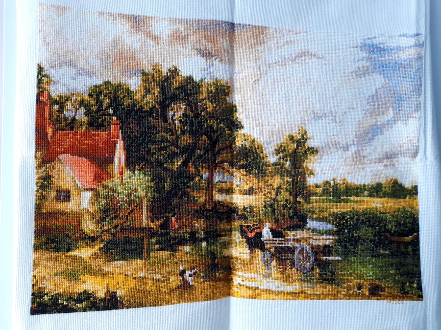 'The Hay Wain' by Constable Cross Stitch