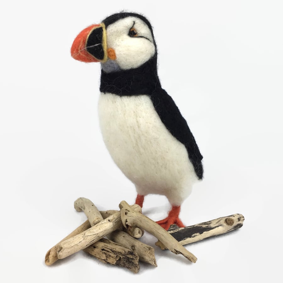 Needle felted puffin