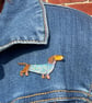 Dachshund Pin Badge, brooch, resin bag charm, craft drop