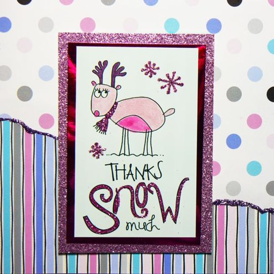 Snow Reindeer on Mountain Slope (X511)