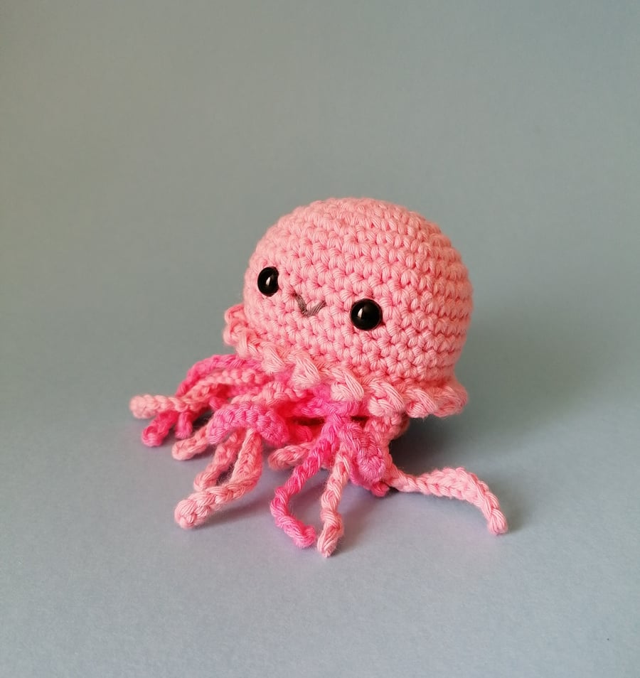 Jellyfish, Candy Pink, Crochet Toy.