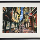 York, The Shambles, Yorkshire. Urban Cityscape Art Print 20" x 16" Frame Size