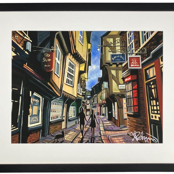 York, The Shambles, Yorkshire. Urban Cityscape Art Print 20" x 16" Frame Size