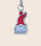 Gnome Keyring - Embroidered Faux Leather Garden Gnome Bag Charm