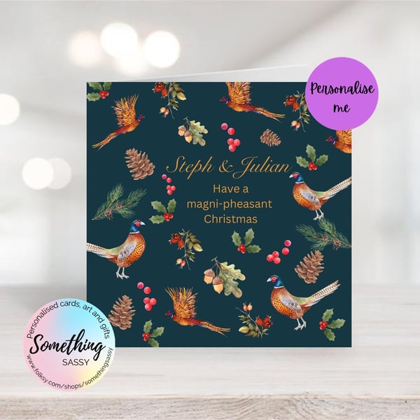 Personalised Pheasant Christmas Card 
