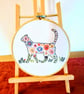 Embroidered cat hoop art, textile wall hanging, cat lovers gift  - Image 2