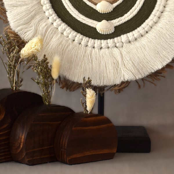 Set of 3 Circular Vases & Dried Flowers