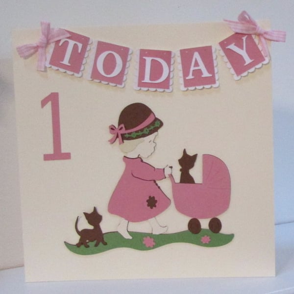 Girls First Birthday Card