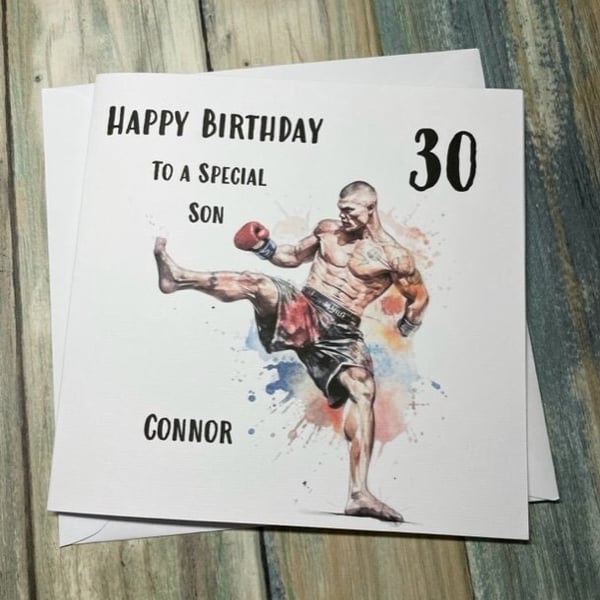 MMA Birthday Card Boxing Mixed Martial Arts Happy Birthday Card for Son Brother 