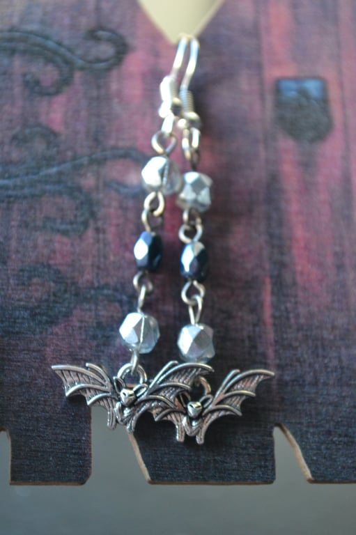 Bat earrings Halloween Steampunk