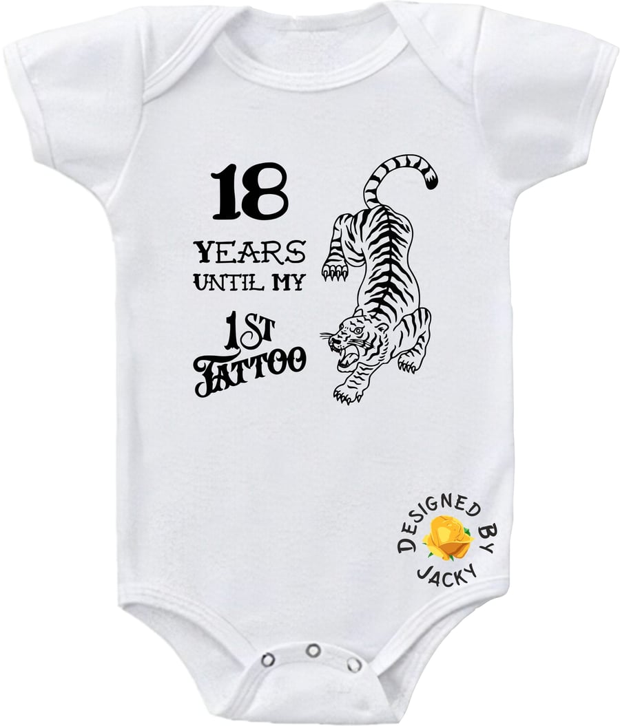 Baby Bodysuit18 Years Until My First Tattoo With Dragon Design 