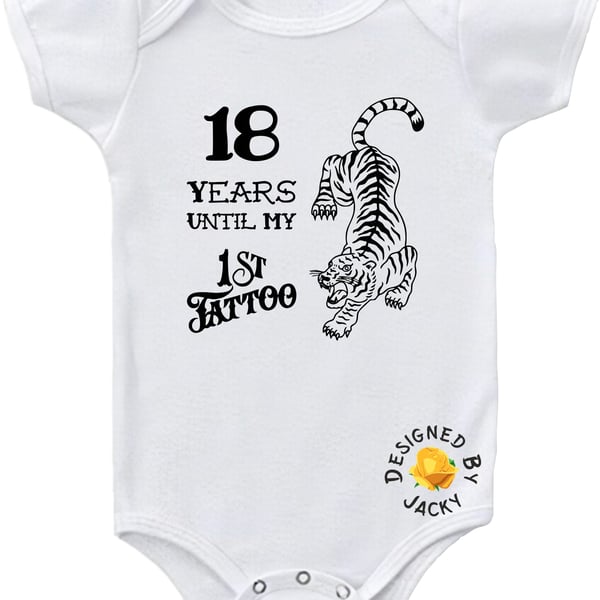 Baby Bodysuit18 Years Until My First Tattoo With Dragon Design 