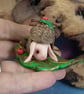 Lop-eared rabbit 'Bryar' on leaf and acorn tableau OOAK Sculpt by Ann Galvin - Image 5