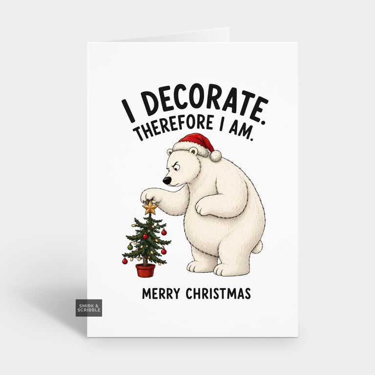 Funny Christmas Card For Him Or Her - Decorate Polar Bear