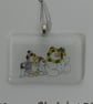 Unique Handmade Christmas Card with Artisan Fused Glass Snowman Family Tree  - Image 4