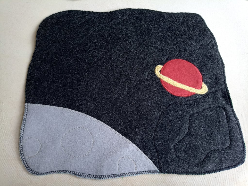 Felt playmat scene - Outer Space reversible to Sea and Islands, with toy bag
