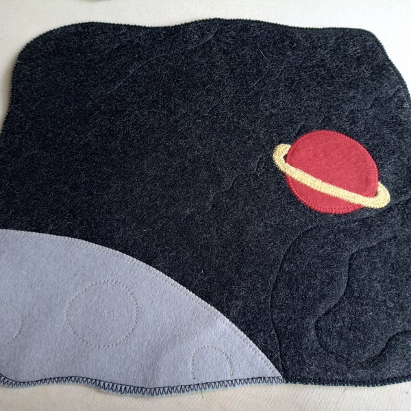 Felt playmat scene - Outer Space reversible to Sea and Islands, with toy bag