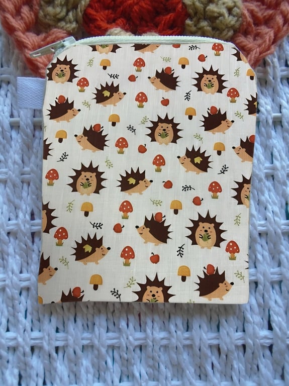 Woodland Hedgehogs Purse or Card Holder Cotton 